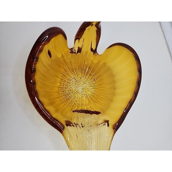 Vintage Amber Hand Blown Swan Art Glass Candy/Trinket Bowl 4" Retro Art Deco MCM - Picture 9 of 9